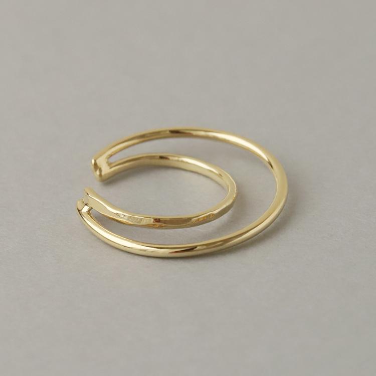 【土日限定3500円OFFクーポン有】 イヤーカフ 18金 イヤカフ k18 18k レディース ノンホール ピアス 2連 ダブル 重ね付け ノンホールピアス 片耳 大ぶり | DEVAS | 06