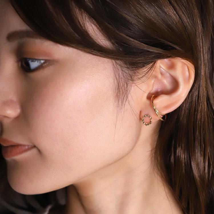 【土日限定3500円OFFクーポン有】 イヤーカフ 18金 イヤカフ k18 18k レディース ノンホール ピアス 2連 ダブル 重ね付け ノンホールピアス 片耳 大ぶり | DEVAS | 08