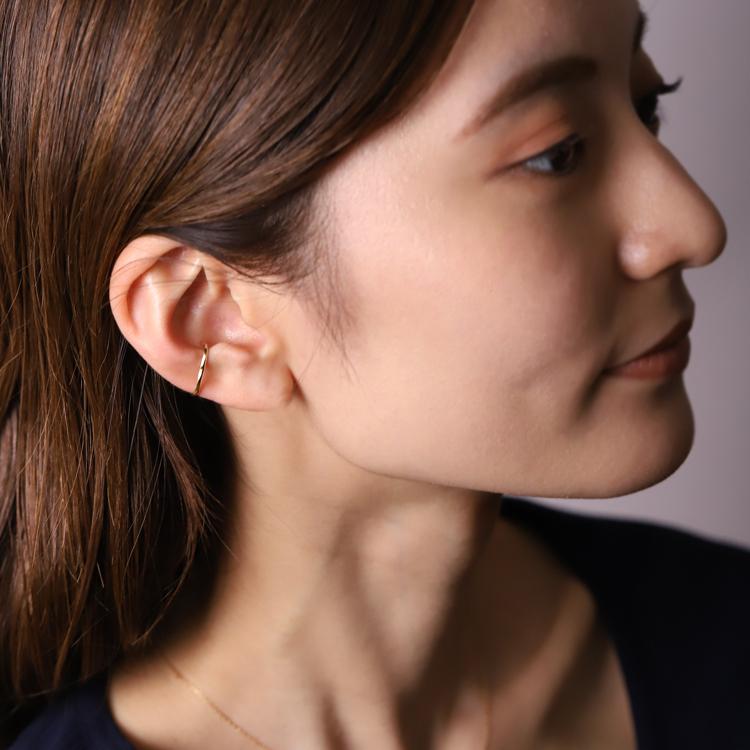 イヤーカフ 18金 イヤカフ k18 18k レディース ノンホール ピアス  フィット 18 金 ノンホールピアス シンプル ゴールド 小さめ 華奢 地金 つけっぱなし 片耳 | DEVAS | 02