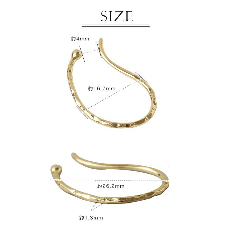 【土日限定2000円OFFクーポン有】 イヤーカフ 18金 イヤカフ k18 18k レディース ノンホール ピアス 凸凹 槌目 ノンホールピアス 片耳 大ぶり | DEVAS | 11