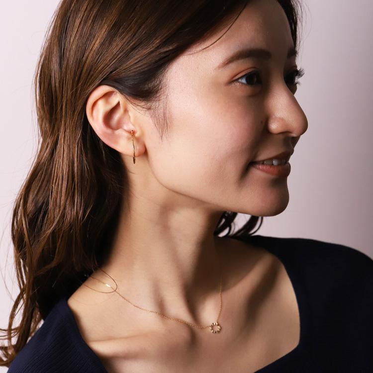 【土日限定2000円OFFクーポン有】 イヤーカフ 18金 イヤカフ k18 18k レディース ノンホール ピアス 凸凹 槌目 ノンホールピアス 片耳 大ぶり | DEVAS | 02