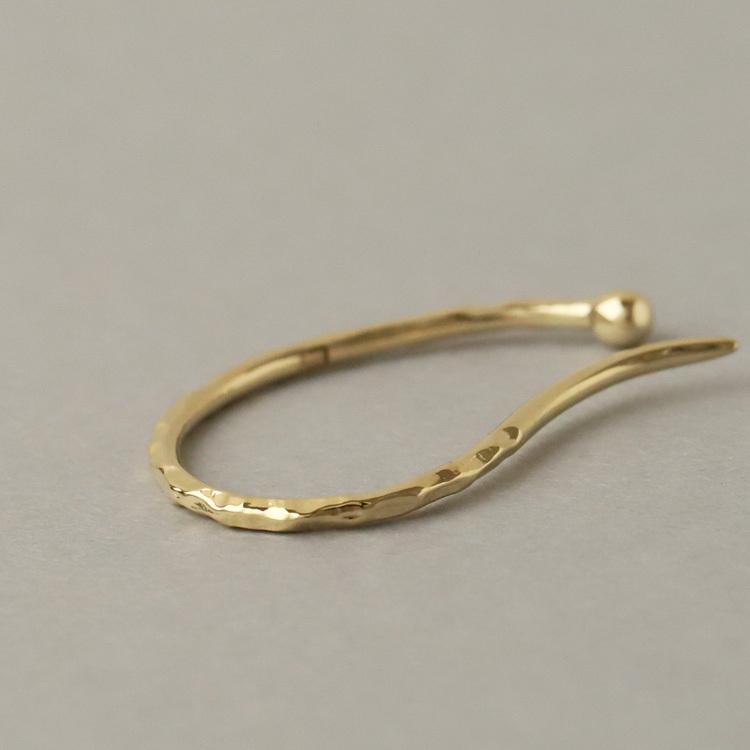 【土日限定2000円OFFクーポン有】 イヤーカフ 18金 イヤカフ k18 18k レディース ノンホール ピアス 凸凹 槌目 ノンホールピアス 片耳 大ぶり | DEVAS | 05