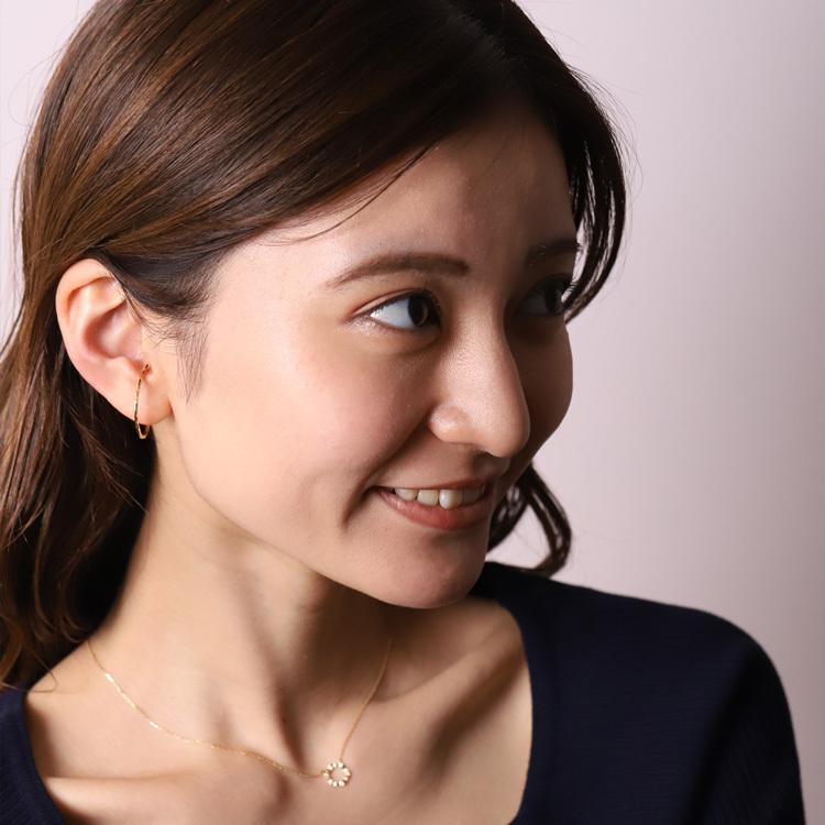 【土日限定2000円OFFクーポン有】 イヤーカフ 18金 イヤカフ k18 18k レディース ノンホール ピアス 凸凹 槌目 ノンホールピアス 片耳 大ぶり | DEVAS | 08