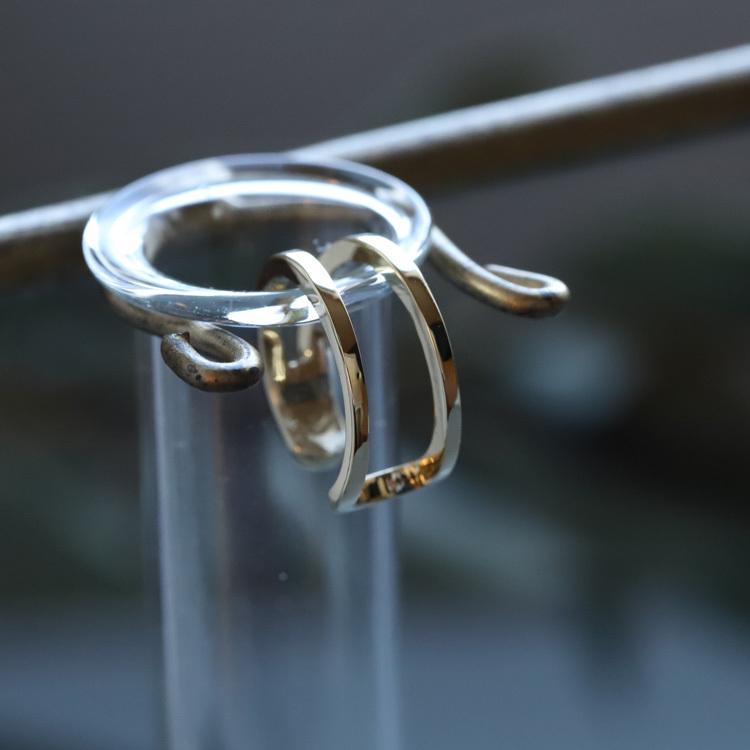 【土日限定3500円OFFクーポン有】 イヤーカフ 18金 イヤカフ k18 18k レディース ノンホール ピアス 2連 ダブル 重ね付け ノンホールピアス 片耳 | DEVAS | 01