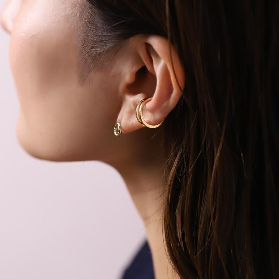 【土日限定3500円OFFクーポン有】 イヤーカフ 18金 イヤカフ k18 18k レディース ノンホール ピアス 2連 ダブル 重ね付け ノンホールピアス 片耳 | DEVAS | 10