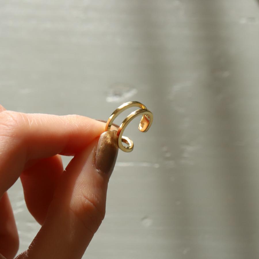 【土日限定3500円OFFクーポン有】 イヤーカフ 18金 イヤカフ k18 18k レディース ノンホール ピアス 2連 ダブル 重ね付け ノンホールピアス 片耳 | DEVAS | 11