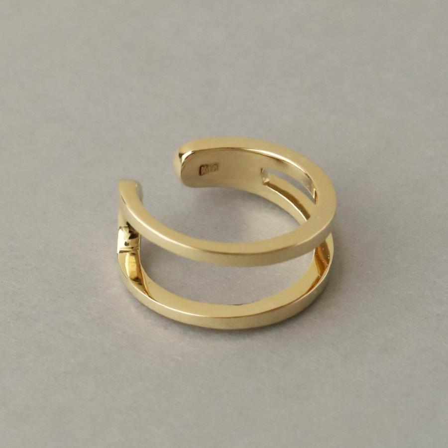 【土日限定3500円OFFクーポン有】 イヤーカフ 18金 イヤカフ k18 18k レディース ノンホール ピアス 2連 ダブル 重ね付け ノンホールピアス 片耳 | DEVAS | 04