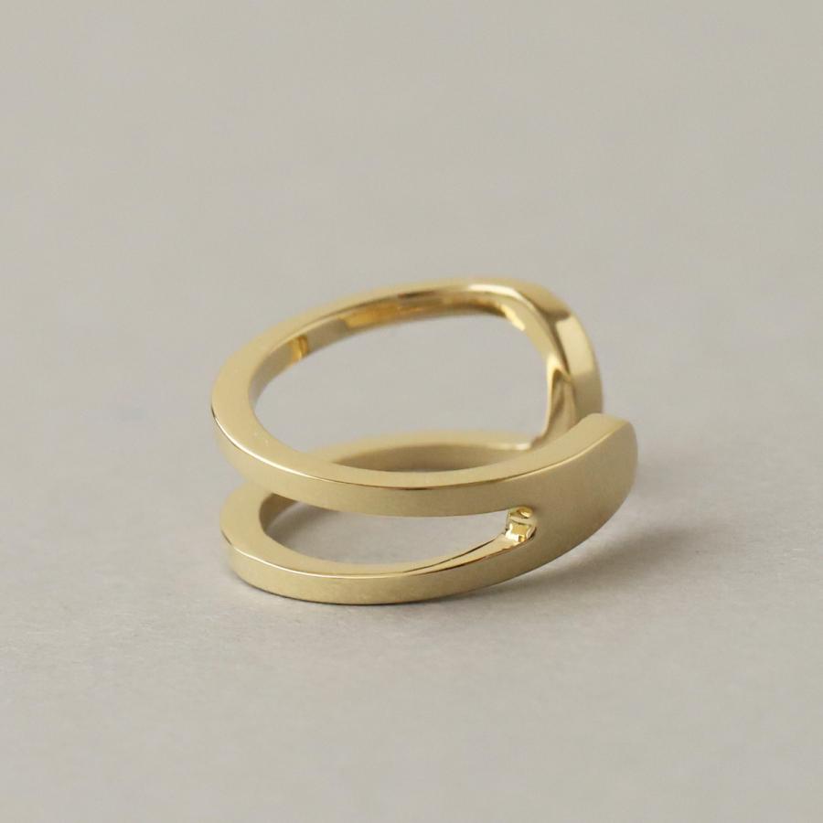 【土日限定3500円OFFクーポン有】 イヤーカフ 18金 イヤカフ k18 18k レディース ノンホール ピアス 2連 ダブル 重ね付け ノンホールピアス 片耳 | DEVAS | 05