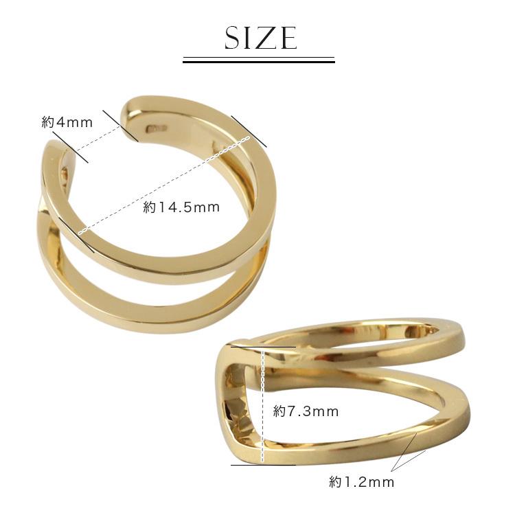【土日限定3500円OFFクーポン有】 イヤーカフ 18金 イヤカフ k18 18k レディース ノンホール ピアス 2連 ダブル 重ね付け ノンホールピアス 片耳 | DEVAS | 08