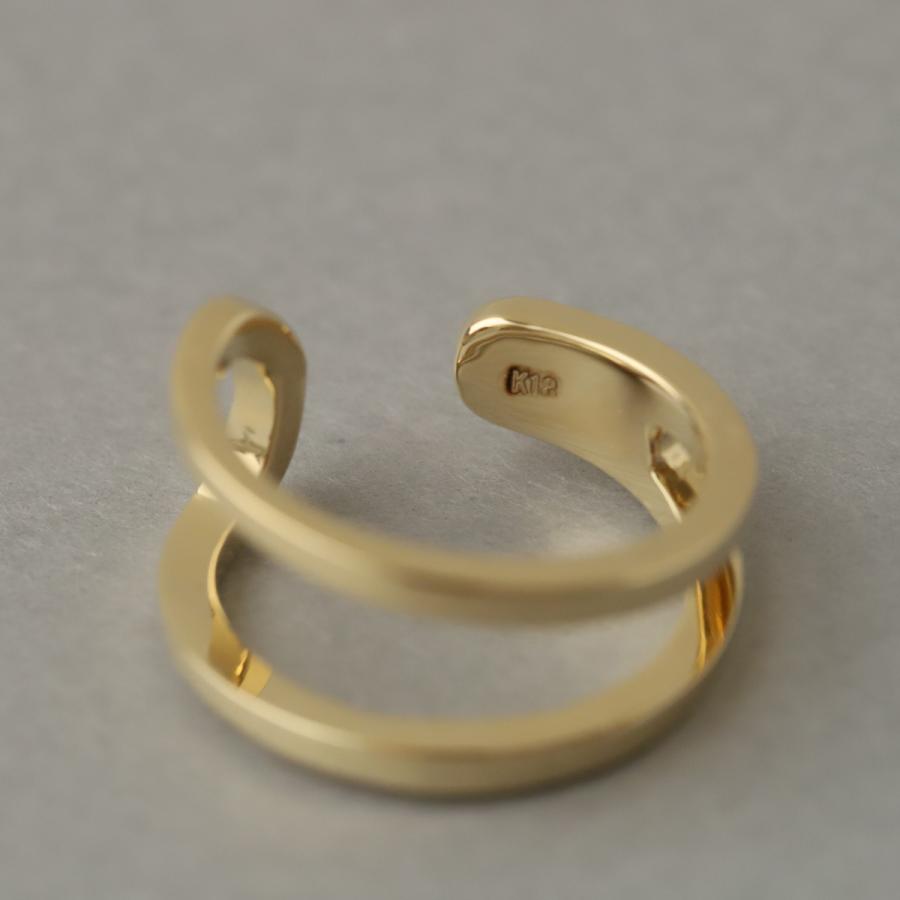 【土日限定3500円OFFクーポン有】 イヤーカフ 18金 イヤカフ k18 18k レディース ノンホール ピアス 2連 ダブル 重ね付け ノンホールピアス 片耳 | DEVAS | 09