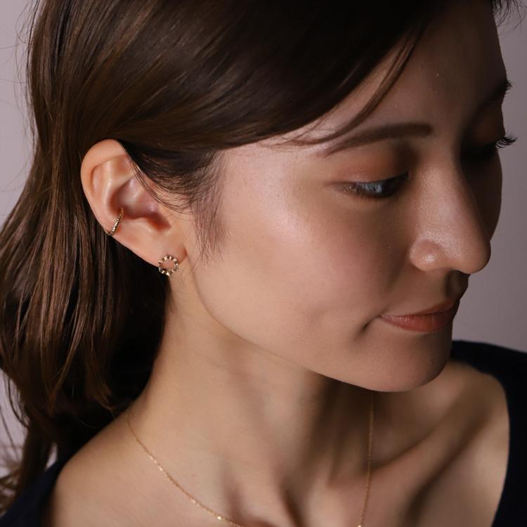 【土日限定2000円OFFクーポン有】 イヤーカフ 18金 イヤカフ k18 18k レディース ノンホール ピアス ウェーブ 凸凹 ノンホールピアス つけっぱなし 片耳 | DEVAS | 13