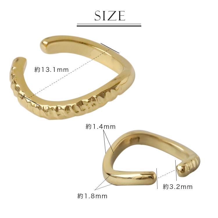 【土日限定2000円OFFクーポン有】 イヤーカフ 18金 イヤカフ k18 18k レディース ノンホール ピアス ウェーブ 凸凹 ノンホールピアス つけっぱなし 片耳 | DEVAS | 15