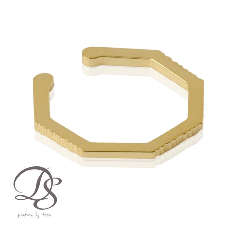 【土日限定3500円OFFクーポン有】 イヤーカフ 18金 イヤカフ k18 18k レディース ノンホール ピアス 八角形 オクタゴン ノンホールピアス 大ぶり 片耳 | DEVAS