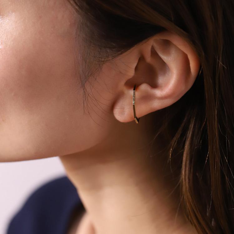 【土日限定3500円OFFクーポン有】 イヤーカフ 18金 イヤカフ k18 18k レディース ノンホール ピアス 八角形 オクタゴン ノンホールピアス 大ぶり 片耳 | DEVAS | 10