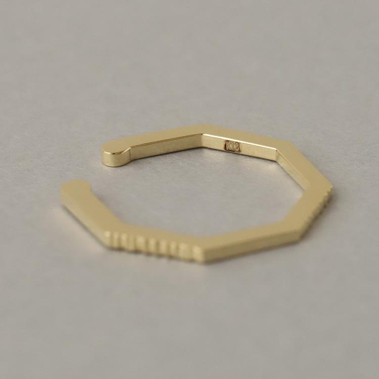 【土日限定3500円OFFクーポン有】 イヤーカフ 18金 イヤカフ k18 18k レディース ノンホール ピアス 八角形 オクタゴン ノンホールピアス 大ぶり 片耳 | DEVAS | 11