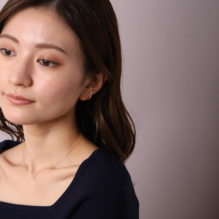 【土日限定3500円OFFクーポン有】 イヤーカフ 18金 イヤカフ k18 18k レディース ノンホール ピアス 八角形 オクタゴン ノンホールピアス 大ぶり 片耳 | DEVAS | 12