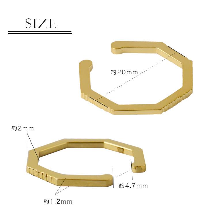 【土日限定3500円OFFクーポン有】 イヤーカフ 18金 イヤカフ k18 18k レディース ノンホール ピアス 八角形 オクタゴン ノンホールピアス 大ぶり 片耳 | DEVAS | 14