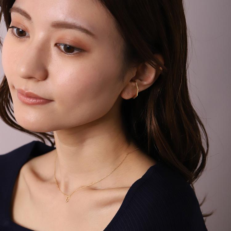 【土日限定3500円OFFクーポン有】 イヤーカフ 18金 イヤカフ k18 18k レディース ノンホール ピアス 八角形 オクタゴン ノンホールピアス 大ぶり 片耳 | DEVAS | 02