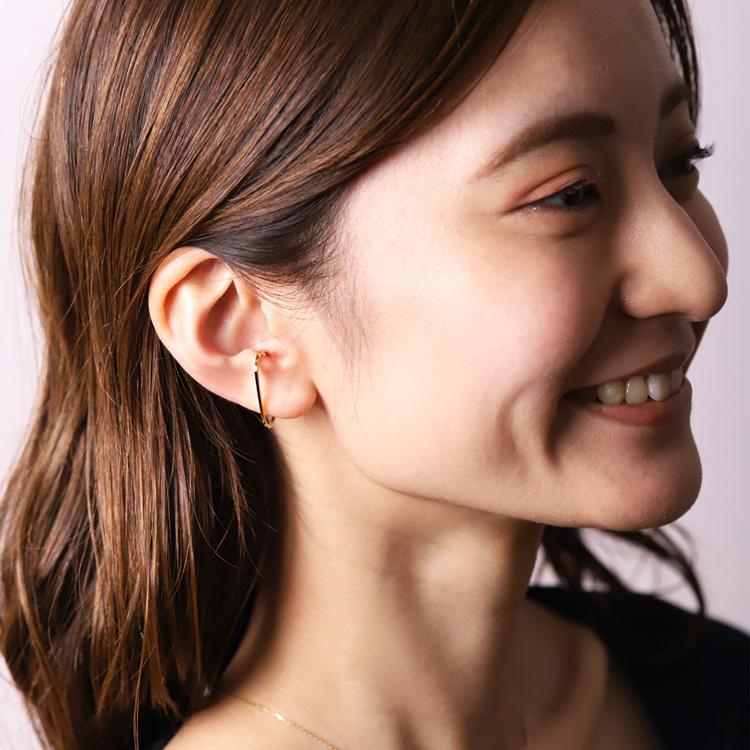【土日限定2000円OFFクーポン有】 イヤーカフ 18金 イヤカフ k18 18k レディース ノンホール ピアス 楕円 ノンホールピアス つけっぱなし 大ぶり 片耳 | DEVAS | 12
