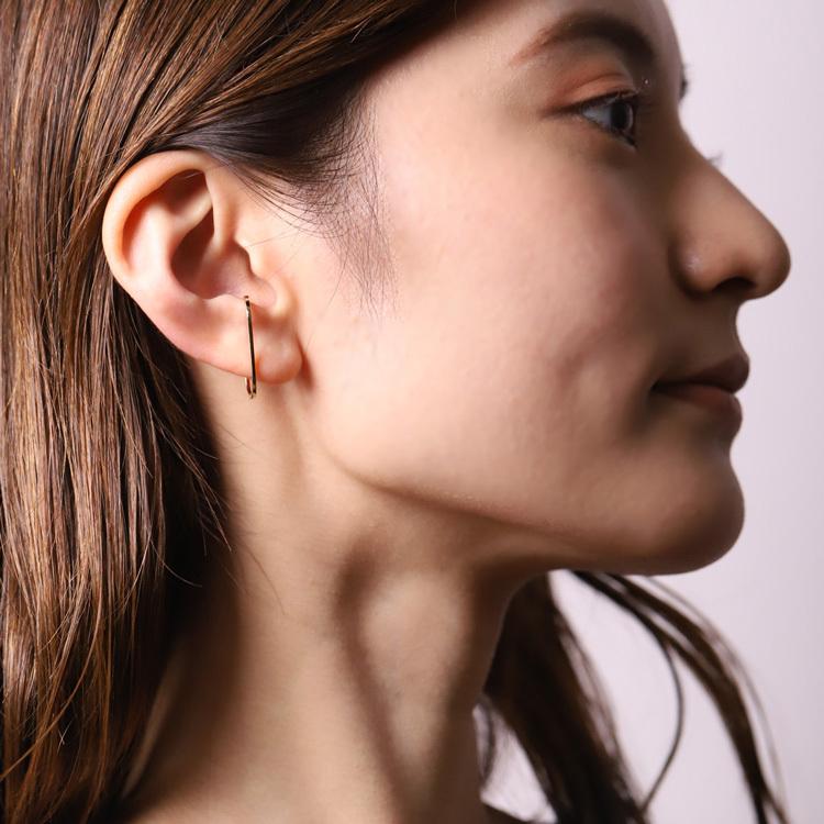 【土日限定2000円OFFクーポン有】 イヤーカフ 18金 イヤカフ k18 18k レディース ノンホール ピアス 楕円 ノンホールピアス つけっぱなし 大ぶり 片耳 | DEVAS | 09