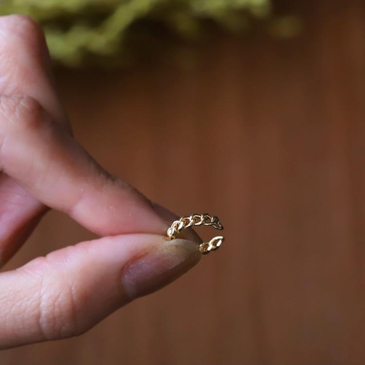 イヤーカフ 18金 イヤカフ k18 18k レディース ノンホール ピアス  チェーンデザイン チェーン 18 金 ノンホールピアス シンプル ゴールド 小さめ つけっぱなし | DEVAS | 08