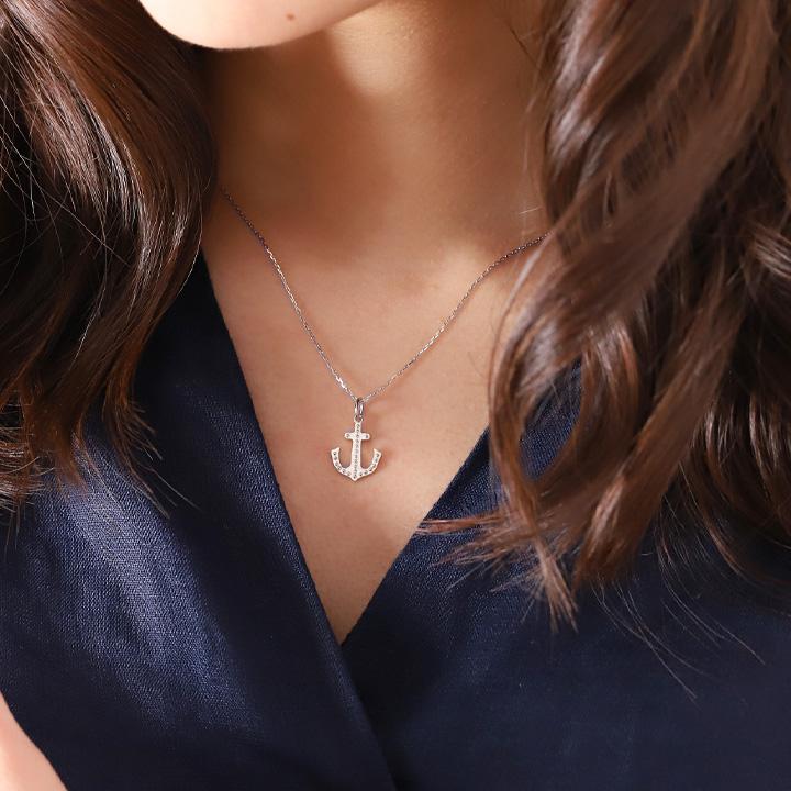 ペンダントトップ プラチナ ネックレス トップ ペンダント レディース Pt950 アンカー 錨 ミル打ち プラチナペンダント プラチナネックレストップ シンプル | DEVAS | 02