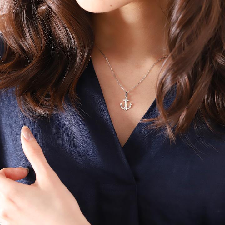 ペンダントトップ プラチナ ネックレス トップ ペンダント レディース Pt950 アンカー 錨 ミル打ち プラチナペンダント プラチナネックレストップ シンプル | DEVAS | 07