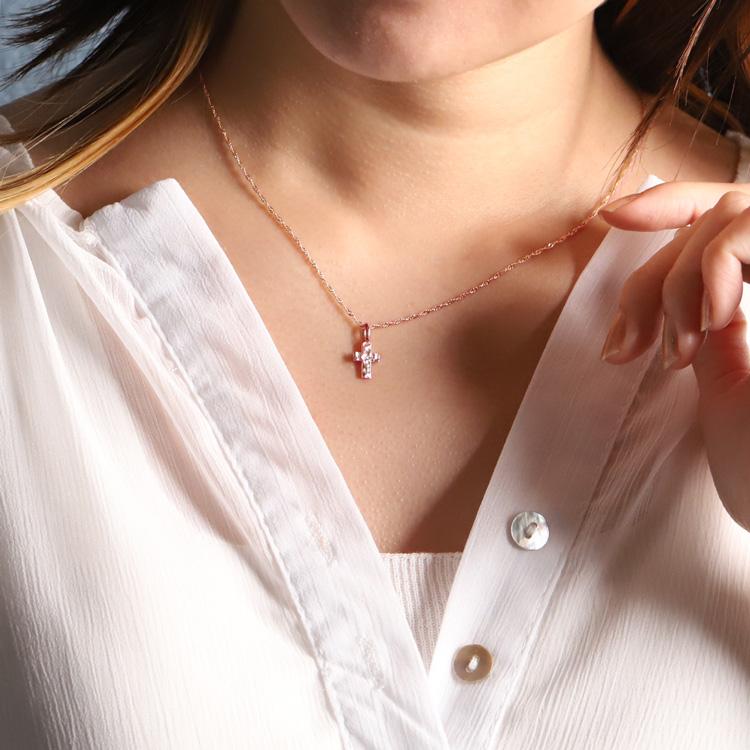 【土日限定1500円OFFクーポン有】 ペンダントトップ 18金 k18 ピンクゴールド 18金ネックレス ペンダント レディース クロス 18k 18金ペンダントトップ | DEVAS | 07