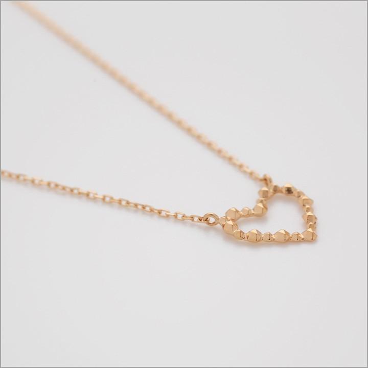 【土日限定2500円OFFクーポン有】 18金ネックレス k18 ネックレス 18金 ピンクゴールド レディース ハート オープンハート 18k あずきチェーン 小豆 | DEVAS | 02