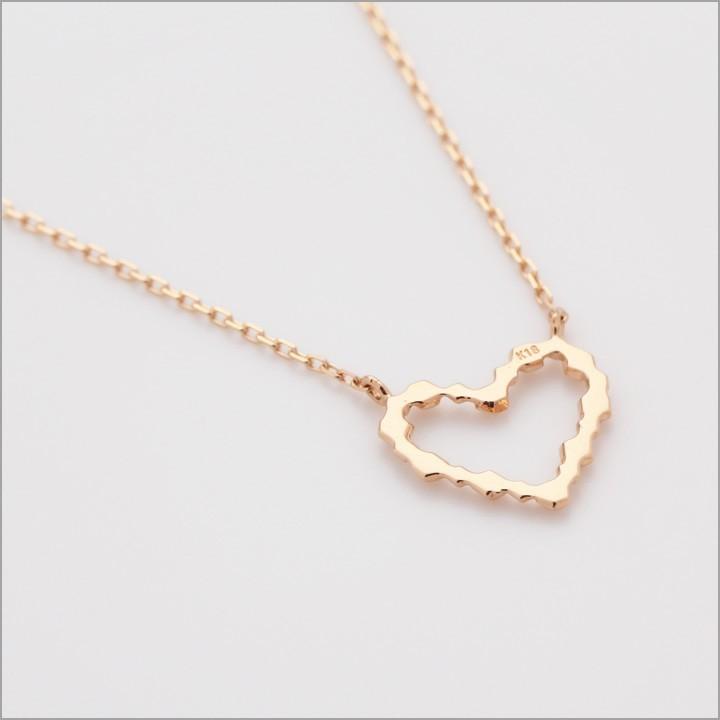 【土日限定2500円OFFクーポン有】 18金ネックレス k18 ネックレス 18金 ピンクゴールド レディース ハート オープンハート 18k あずきチェーン 小豆 | DEVAS | 03