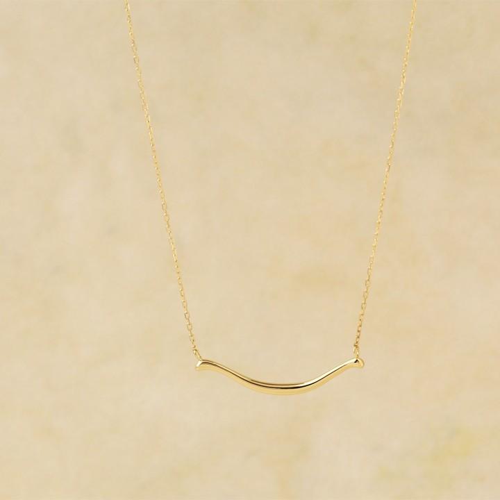 【土日限定4000円OFFクーポン有】  18金ネックレス k18 ネックレス 18金 レディース スマイル カーブ 18k シンプル あずきチェーン 小豆 k18ネックレス | DEVAS | 03