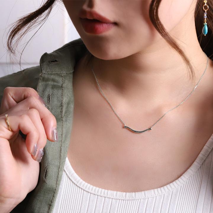 【6/14~15限定3500円OFFクーポン有】プラチナ ネックレス プラチナネックレス スマイル ニコちゃん 曲線 PT950 シンプル 華奢 細い 40cm 42cm 45cm 50cmの画像