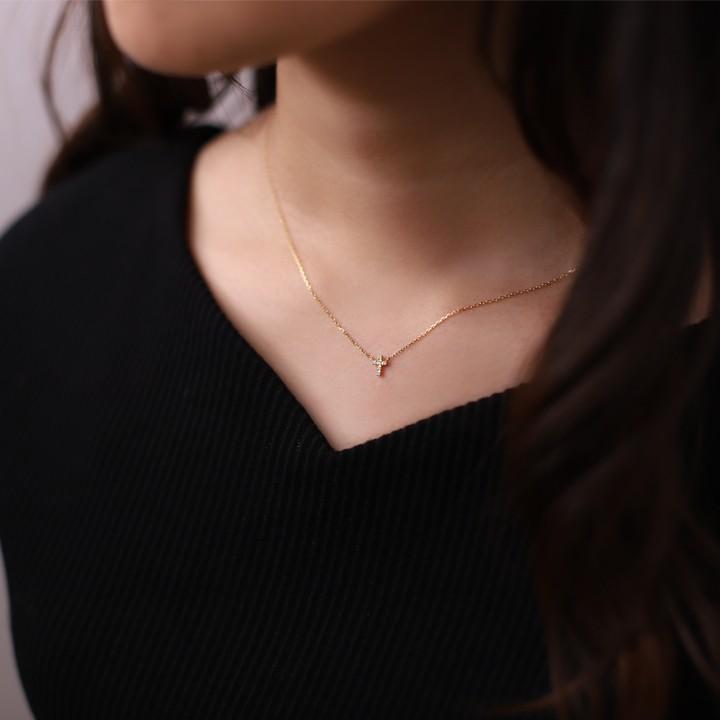 【土日限定3500円OFFクーポン有】 18金ネックレス k18 ネックレス 18金 レディース クロス クロスネックレス ダイヤモンド 18k あずきチェーン 小豆 | DEVAS | 08