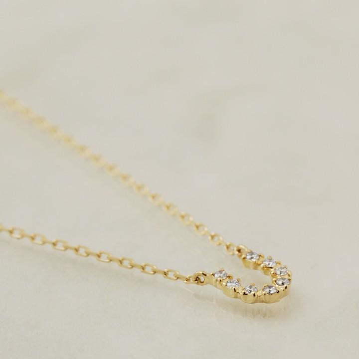 【土日限定3500円OFFクーポン有】 18金ネックレス k18 ネックレス 18金 レディース 馬蹄 ホースシュー ダイヤモンド 8石 18k あずきチェーン 小豆 | DEVAS | 03