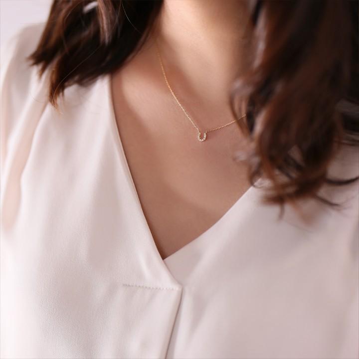 【土日限定3500円OFFクーポン有】 18金ネックレス k18 ネックレス 18金 レディース 馬蹄 ホースシュー ダイヤモンド 8石 18k あずきチェーン 小豆 | DEVAS | 08