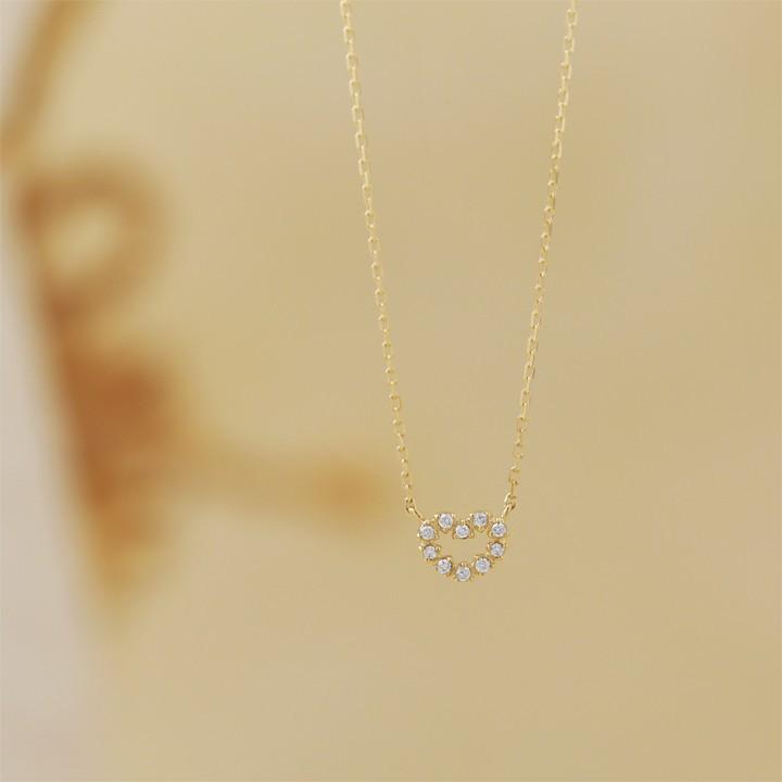 【土日限定3500円OFFクーポン有】 18金ネックレス k18 ネックレス 18金 レディース ハート オープンハート ダイヤモンド 18k あずきチェーン 小豆 | DEVAS | 02