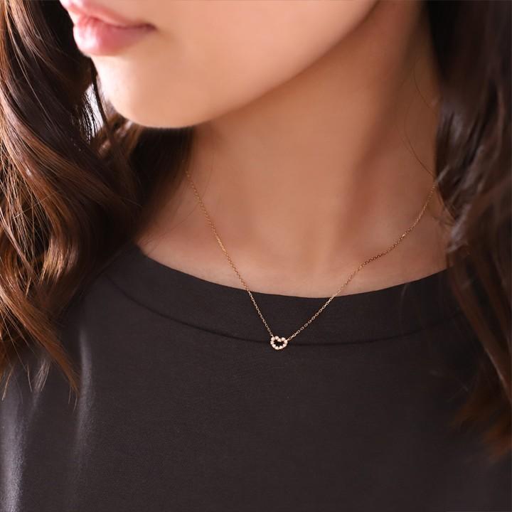 【土日限定3500円OFFクーポン有】 18金ネックレス k18 ネックレス 18金 レディース ハート オープンハート ダイヤモンド 18k あずきチェーン 小豆 | DEVAS | 08
