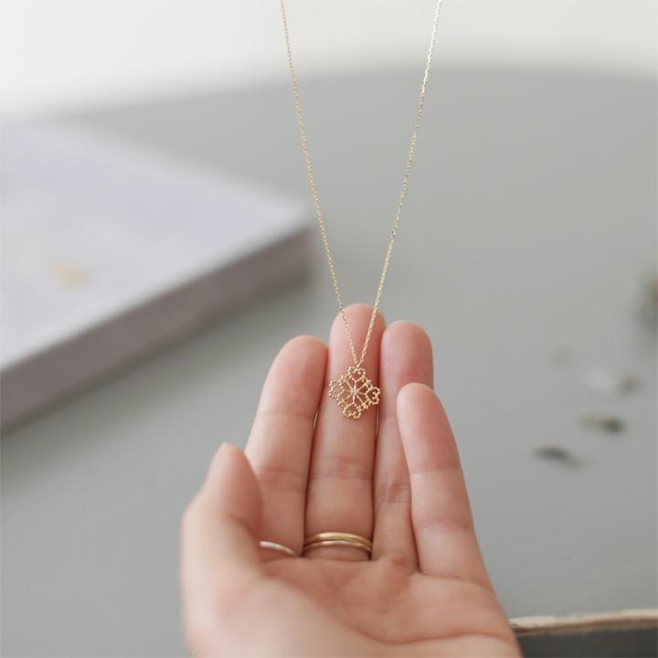 【土日限定3500円OFFクーポン有】 18金ネックレス k18 ネックレス 18金 レディース レース 四角形 ハート ダイヤ ロングネックレス k18ネックレス 18k | DEVAS | 08