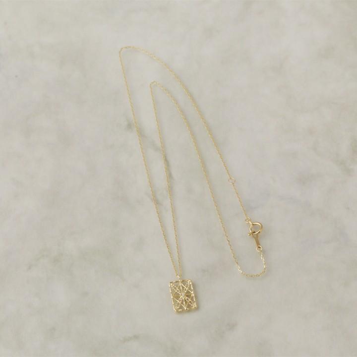 【土日限定4000円OFFクーポン有】 18金ネックレス k18 ネックレス 18金 レディース レース 四角形 ダイヤモンド ロングネックレス k18ネックレス 18k | DEVAS | 01