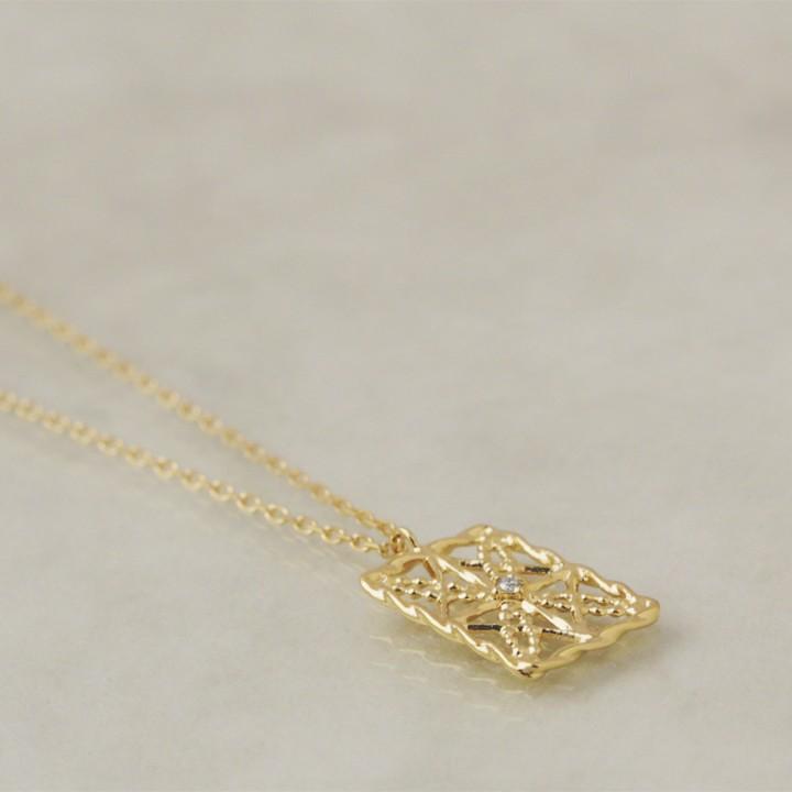 【土日限定4000円OFFクーポン有】 18金ネックレス k18 ネックレス 18金 レディース レース 四角形 ダイヤモンド ロングネックレス k18ネックレス 18k | DEVAS | 02