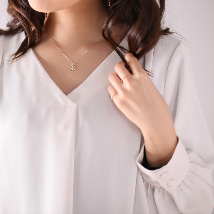 【土日限定4000円OFFクーポン有】 18金ネックレス k18 ネックレス 18金 レディース レース 四角形 ダイヤモンド ロングネックレス k18ネックレス 18k | DEVAS | 06