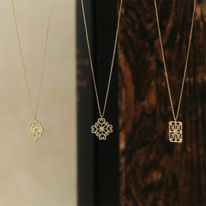 【土日限定3500円OFFクーポン有】 18金ネックレス k18 ネックレス 18金 レディース レース 八角形 ダイヤモンド ロングネックレス k18ネックレス 18k | DEVAS | 09