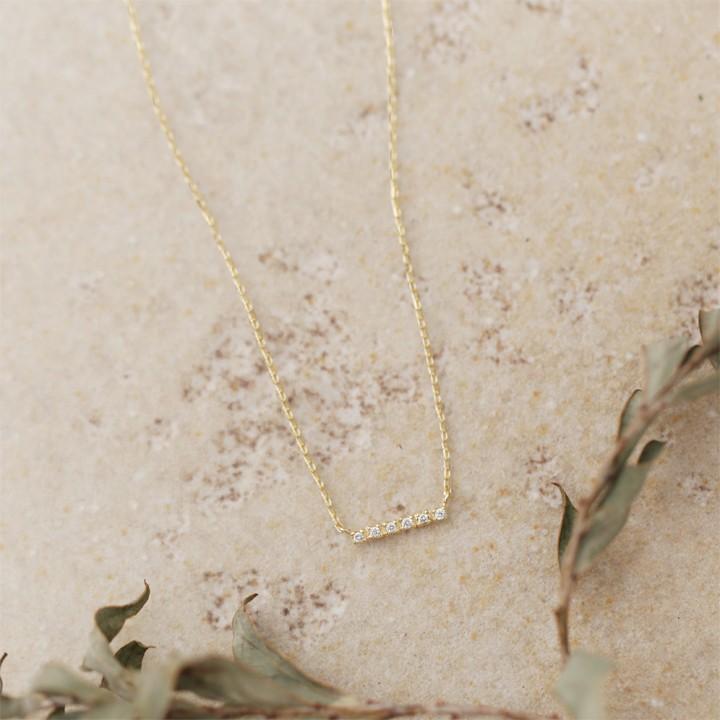 【土日限定3500円OFFクーポン有】 18金ネックレス k18 ネックレス 18金 レディース バー ダイヤモンド 4石 k18ネックレス 18k あずきチェーン 小豆 | DEVAS | 01