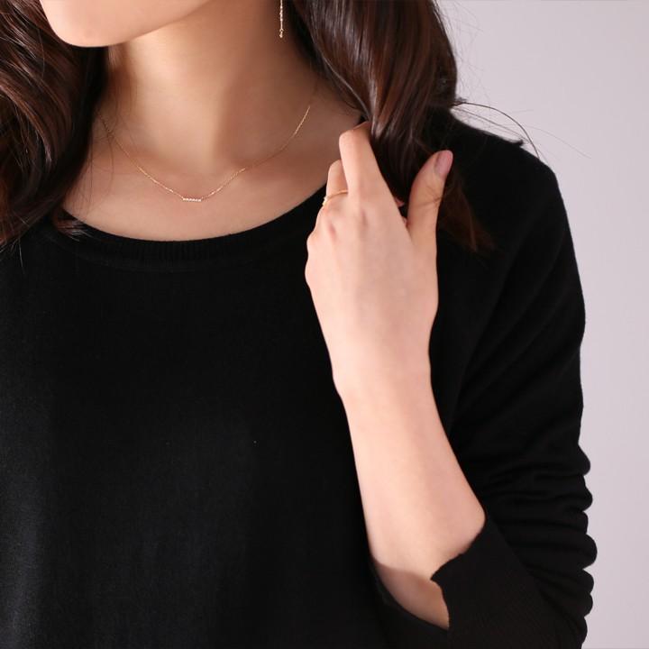 【土日限定3500円OFFクーポン有】 18金ネックレス k18 ネックレス 18金 レディース バー ダイヤモンド 4石 k18ネックレス 18k あずきチェーン 小豆 | DEVAS | 07