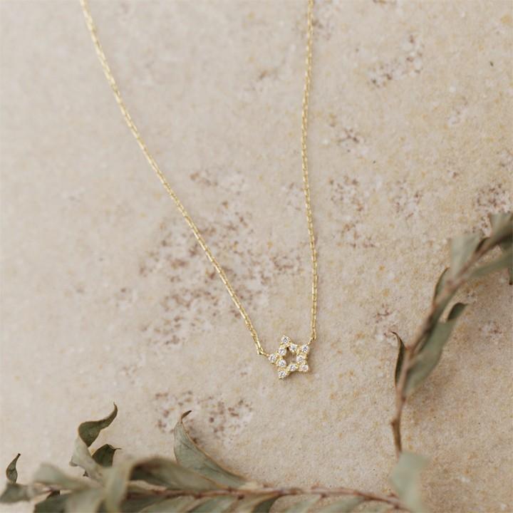 【2/4 値上げ対象】 18金ネックレス k18 ネックレス 18金 レディース スター オープンスター 星 ダイヤ k18ネックレス 18k あずきチェーン | DEVAS | 01