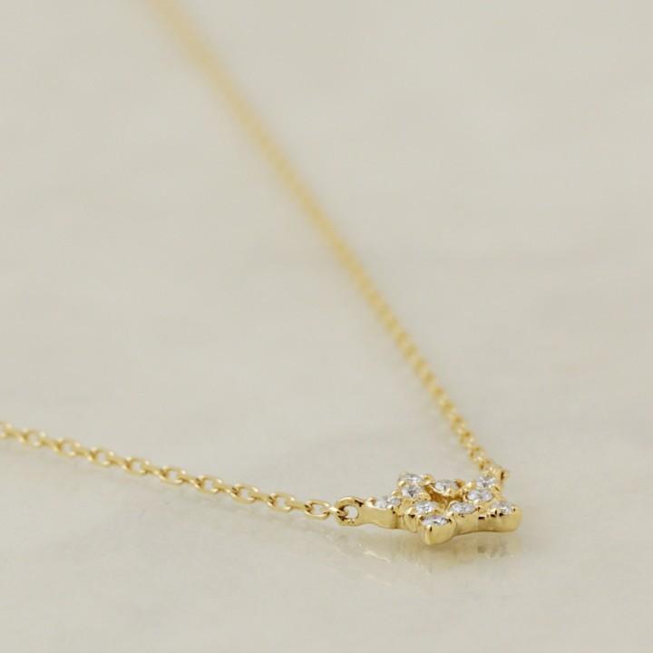 【2/4 値上げ対象】 18金ネックレス k18 ネックレス 18金 レディース スター オープンスター 星 ダイヤ k18ネックレス 18k あずきチェーン | DEVAS | 03