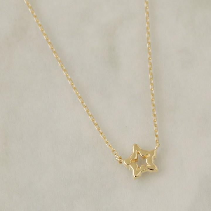 【2/4 値上げ対象】 18金ネックレス k18 ネックレス 18金 レディース スター オープンスター 星 ダイヤ k18ネックレス 18k あずきチェーン | DEVAS | 04