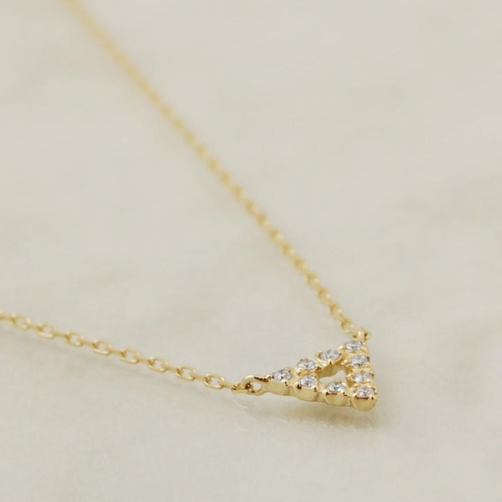 【土日限定3500円OFFクーポン有】 18金ネックレス k18 ネックレス 18金 レディース 三角形 トライアングル ダイヤ k18ネックレス 18k あずきチェーン | DEVAS | 03