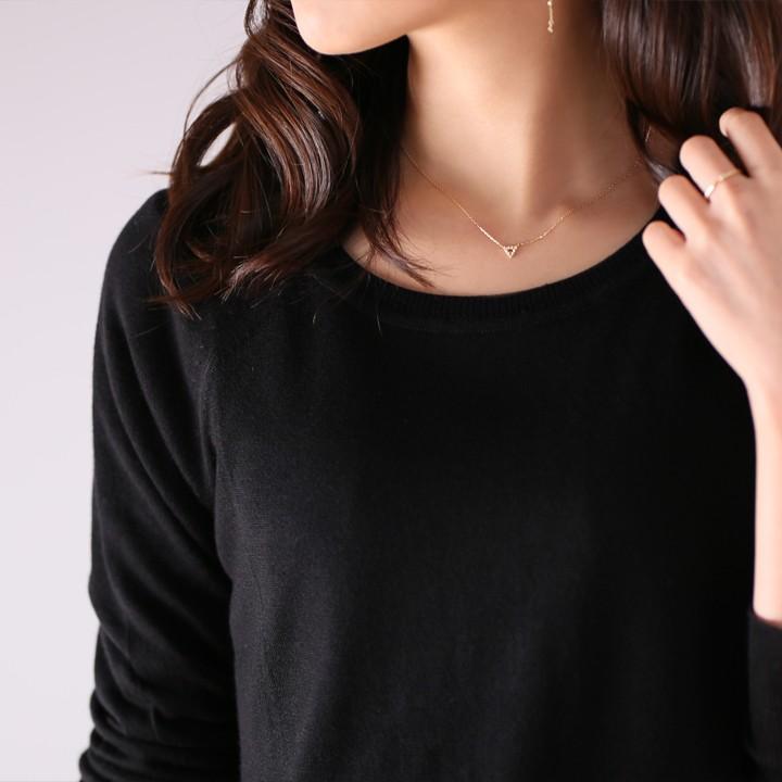 【土日限定3500円OFFクーポン有】 18金ネックレス k18 ネックレス 18金 レディース 三角形 トライアングル ダイヤ k18ネックレス 18k あずきチェーン | DEVAS | 07