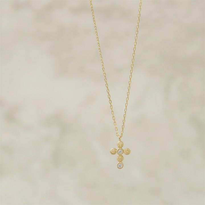 【土日限定4000円OFFクーポン有】  18金ネックレス k18 ネックレス 18金 レディース クロス クロスネックレス ダイヤモンド 18k あずきチェーン 小豆 | DEVAS | 02